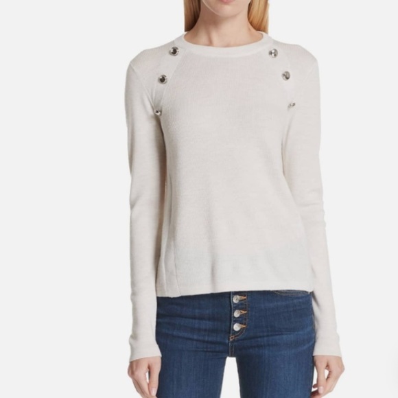 VERONICA BEARD Pearson Merino Wool Ribbed Cream Sweater Size M - Picture 1 of 9